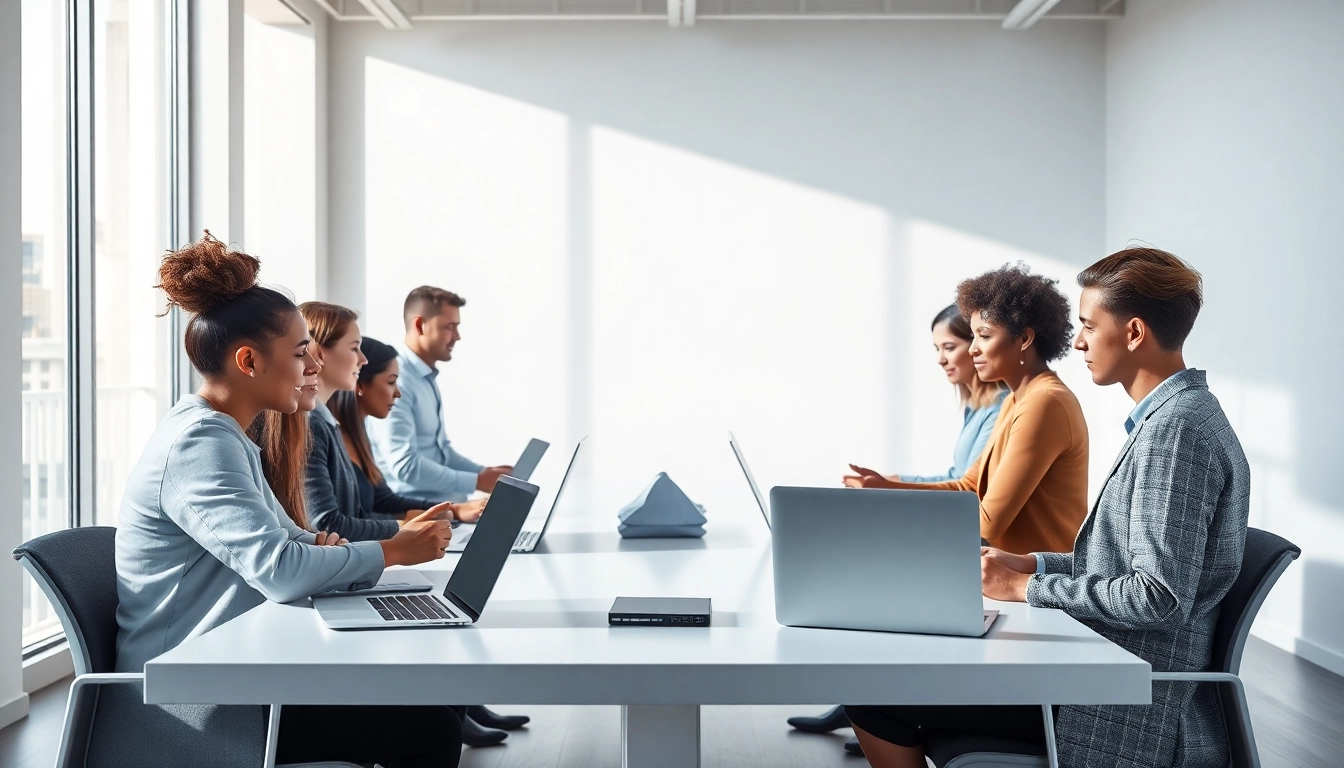 Shadow virtual professionals collaborating in a modern office workspace utilizing cloud technology.