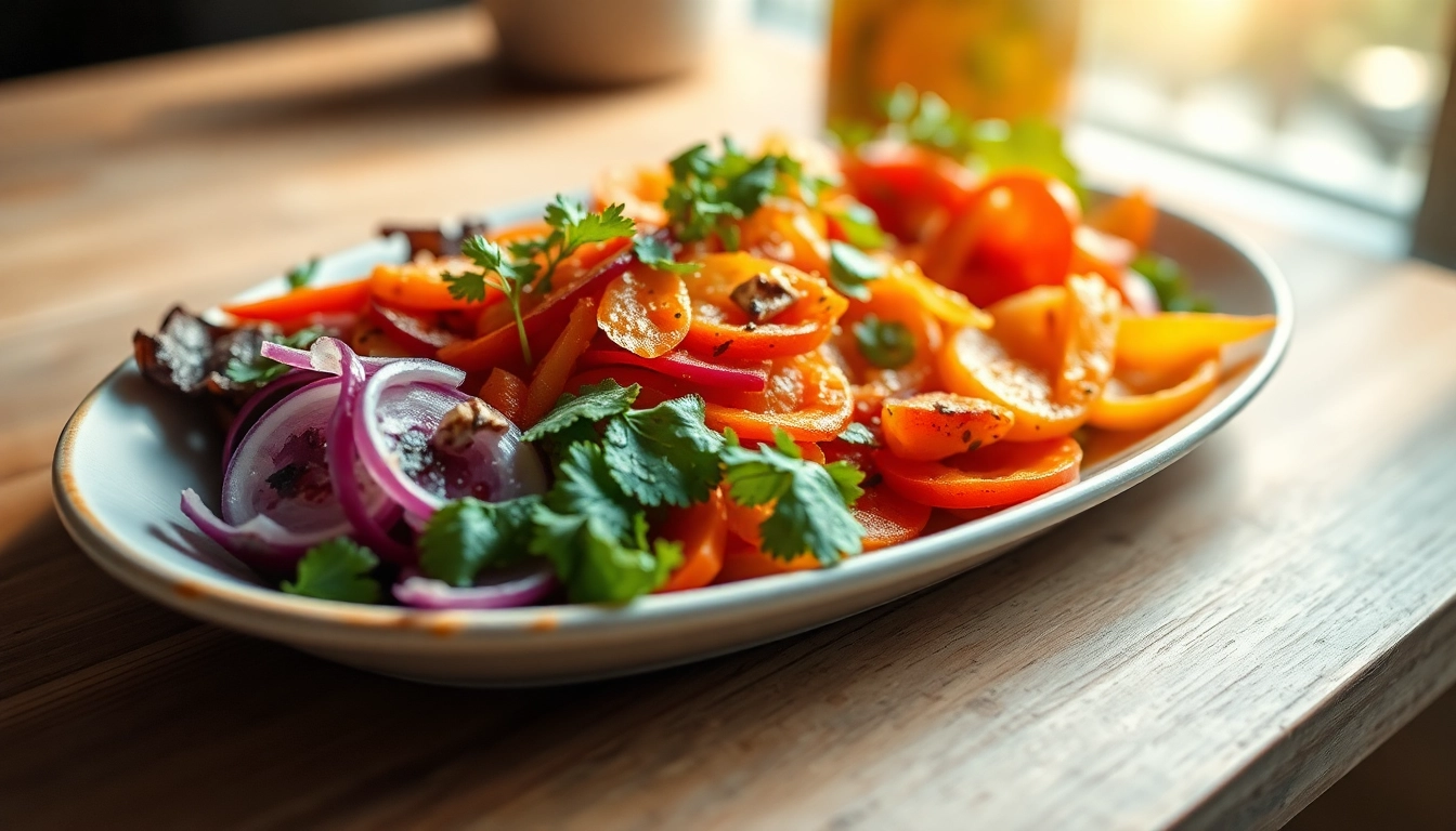 Delicious dish facts showcased with fresh ingredients and vibrant colors on a wooden table.