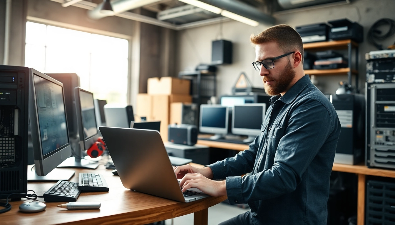 Riparazione computer settimo torinese in un moderno laboratorio con tecnici esperti al lavoro.