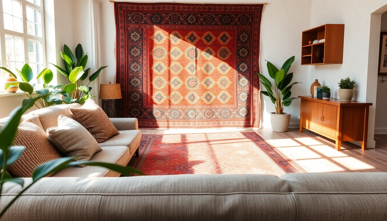 Showcase a Zemmour vintage rug in a welcoming living room at https://labboho.com/collections/zemmour-vintage-rugs.