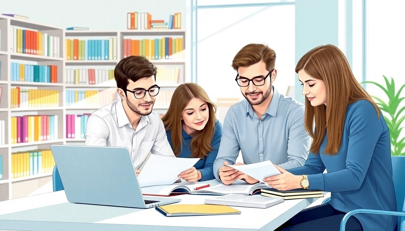 CIPD assignment help session with students collaborating over their tasks.
