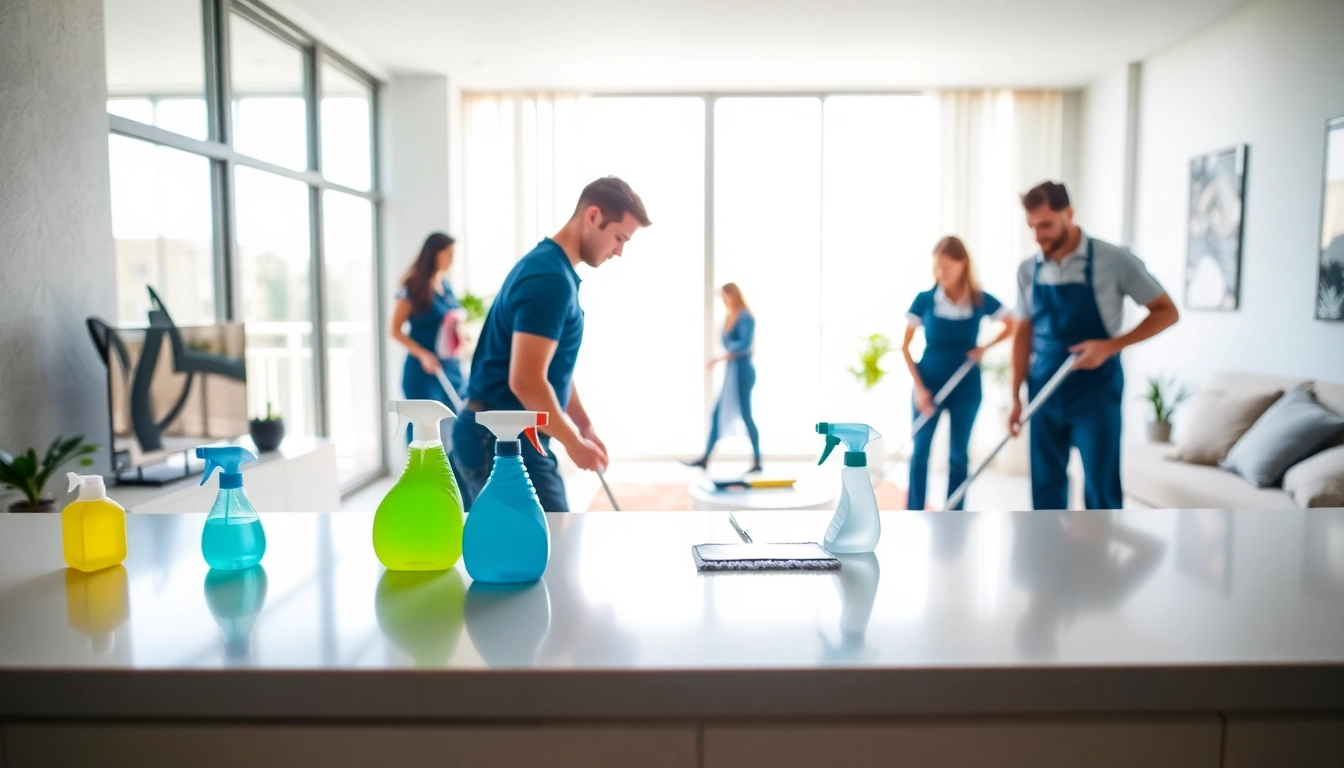 Expert bond cleaning Brisbane team efficiently cleaning an upscale apartment space.