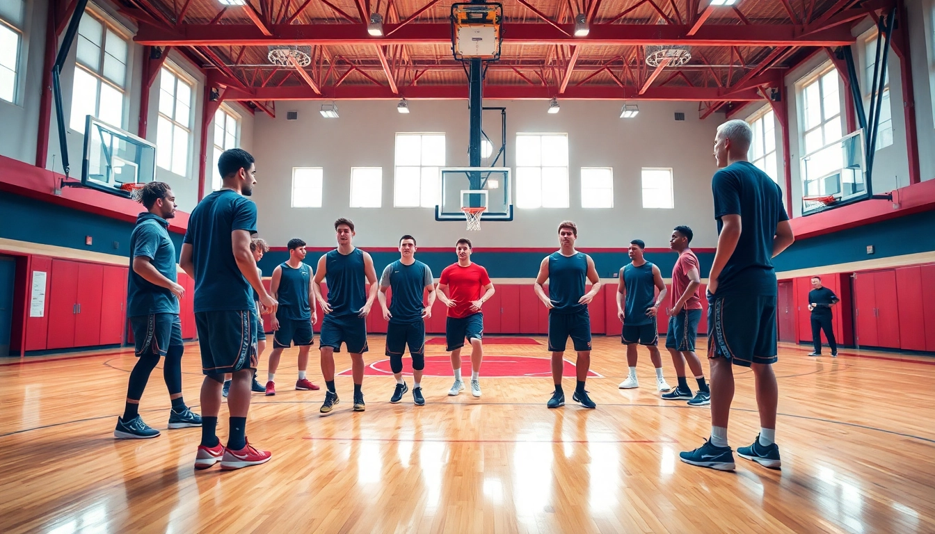 Engaged athletes in effective basketball training programs near me on a polished gym court.