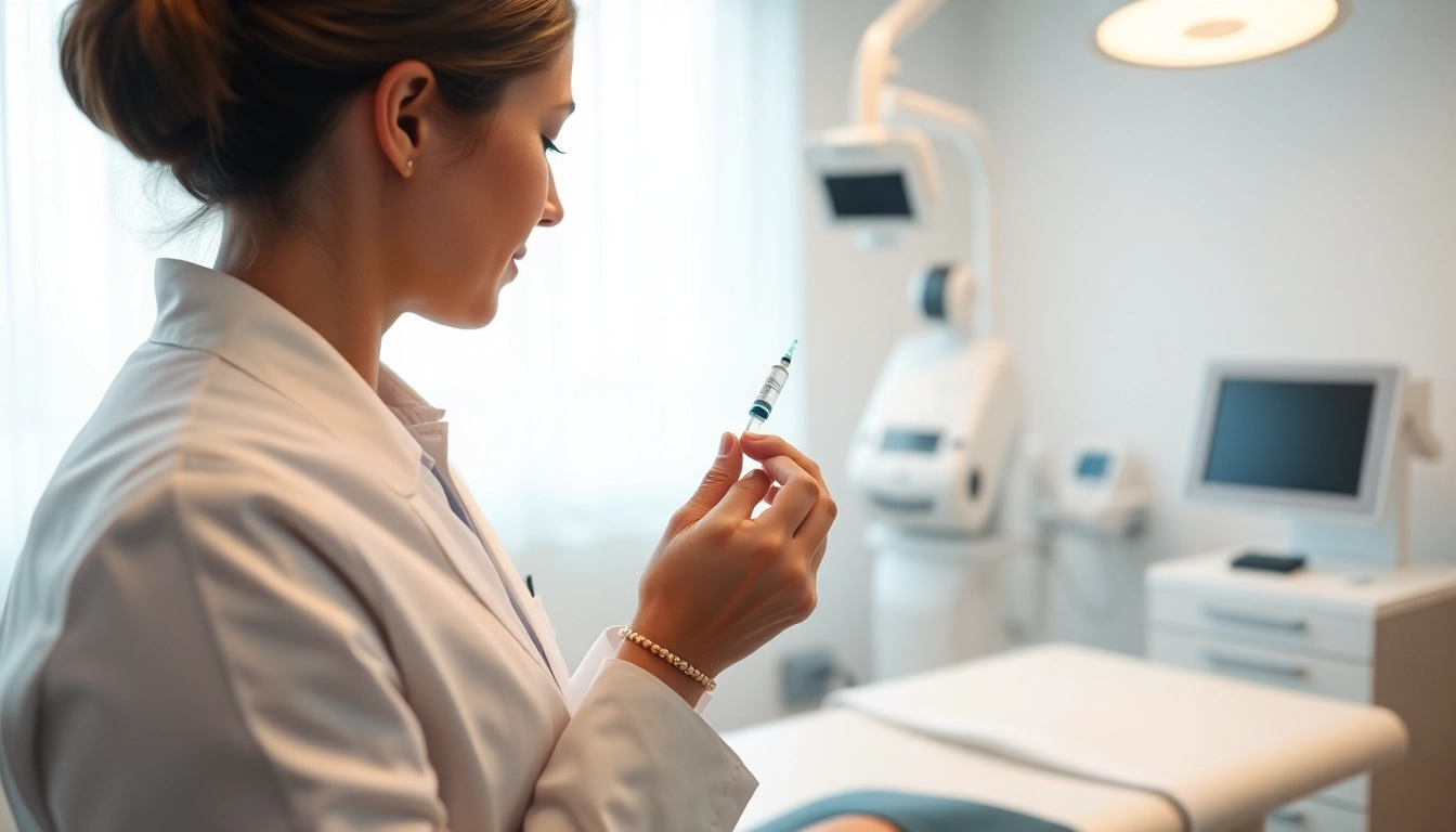 Administering Injectable Weight Loss medication in a serene, modern clinic environment.