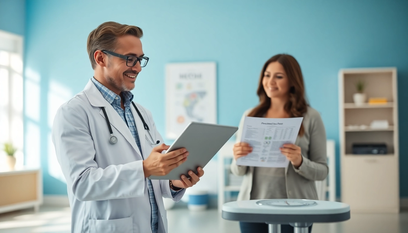 Consultation with a medical weight loss doctor guiding a patient on nutrition and health.