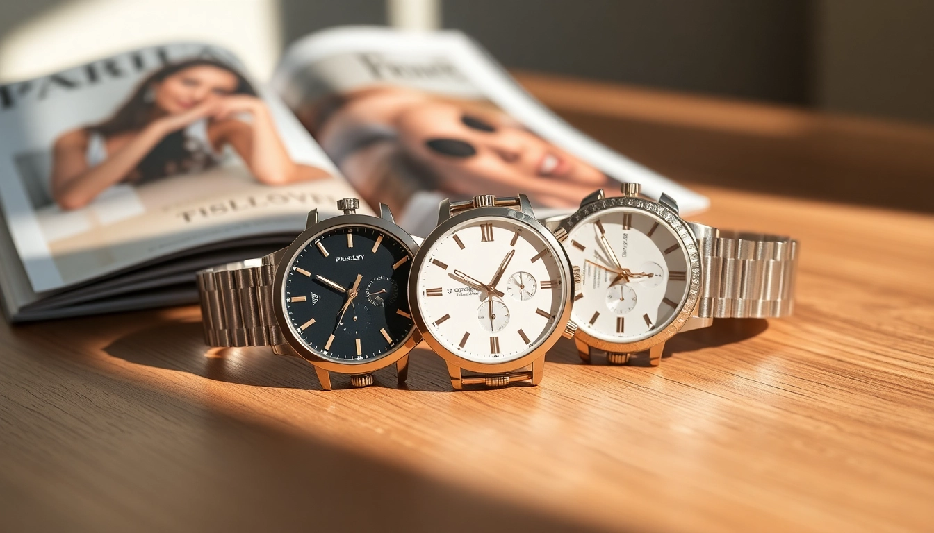 Damen Armbanduhren auf einem eleganten Holzuntergrund präsentieren moderne Designs und hochwertige Materialien.