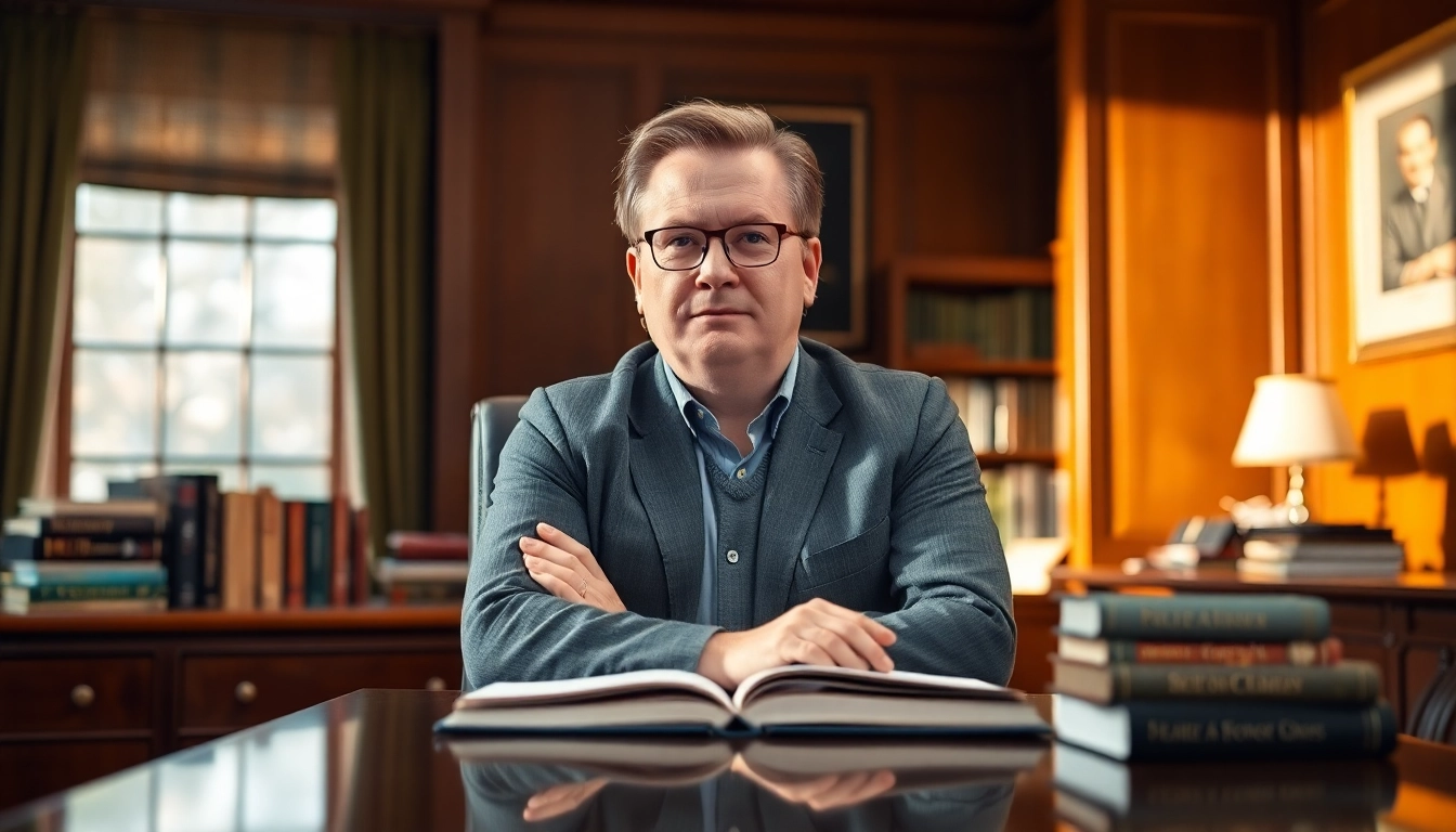 Discussing J.D. Vance net worth at his desk with books around him.