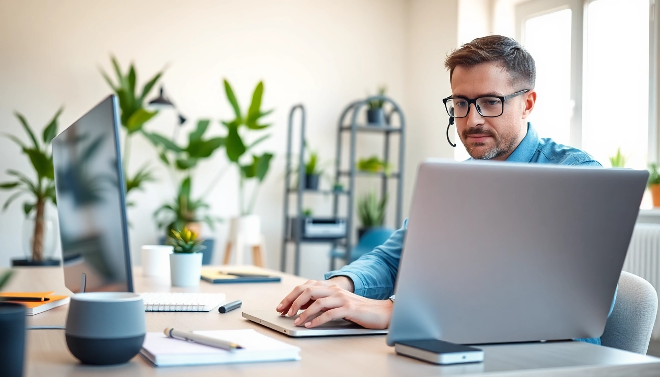 Providing residential IT support in a modern home office with a focus on technology.