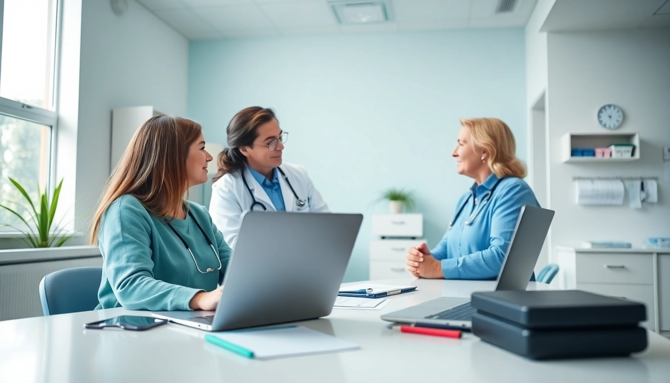 Enhance patient care by showcasing Health Care support Service interactions in a professional clinic.