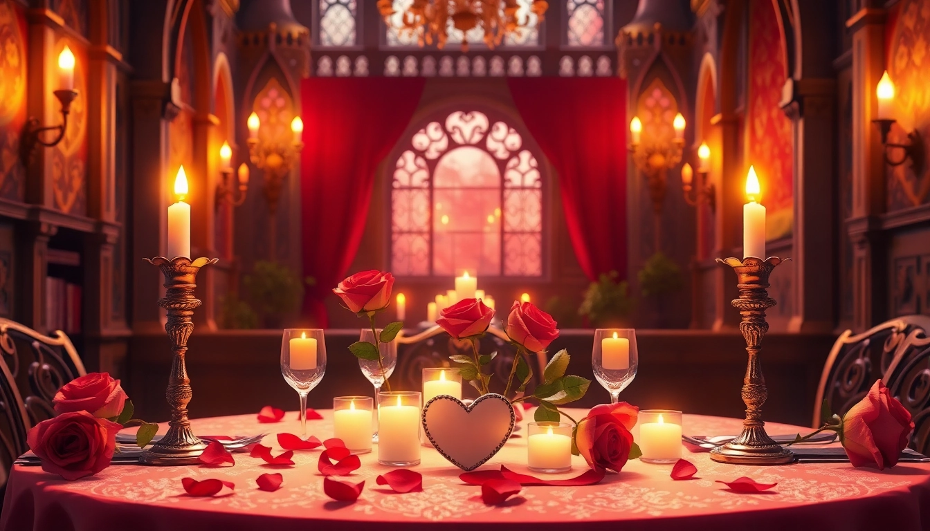 Transform your Valentine's Day with beauty and the beast valentines-themed romantic dinner settings.