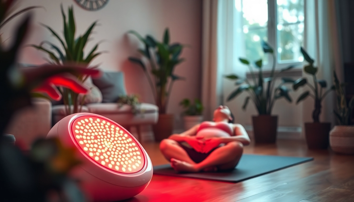 Experience the benefits of full body red lighttherapy at home with a cozy environment and warm light.