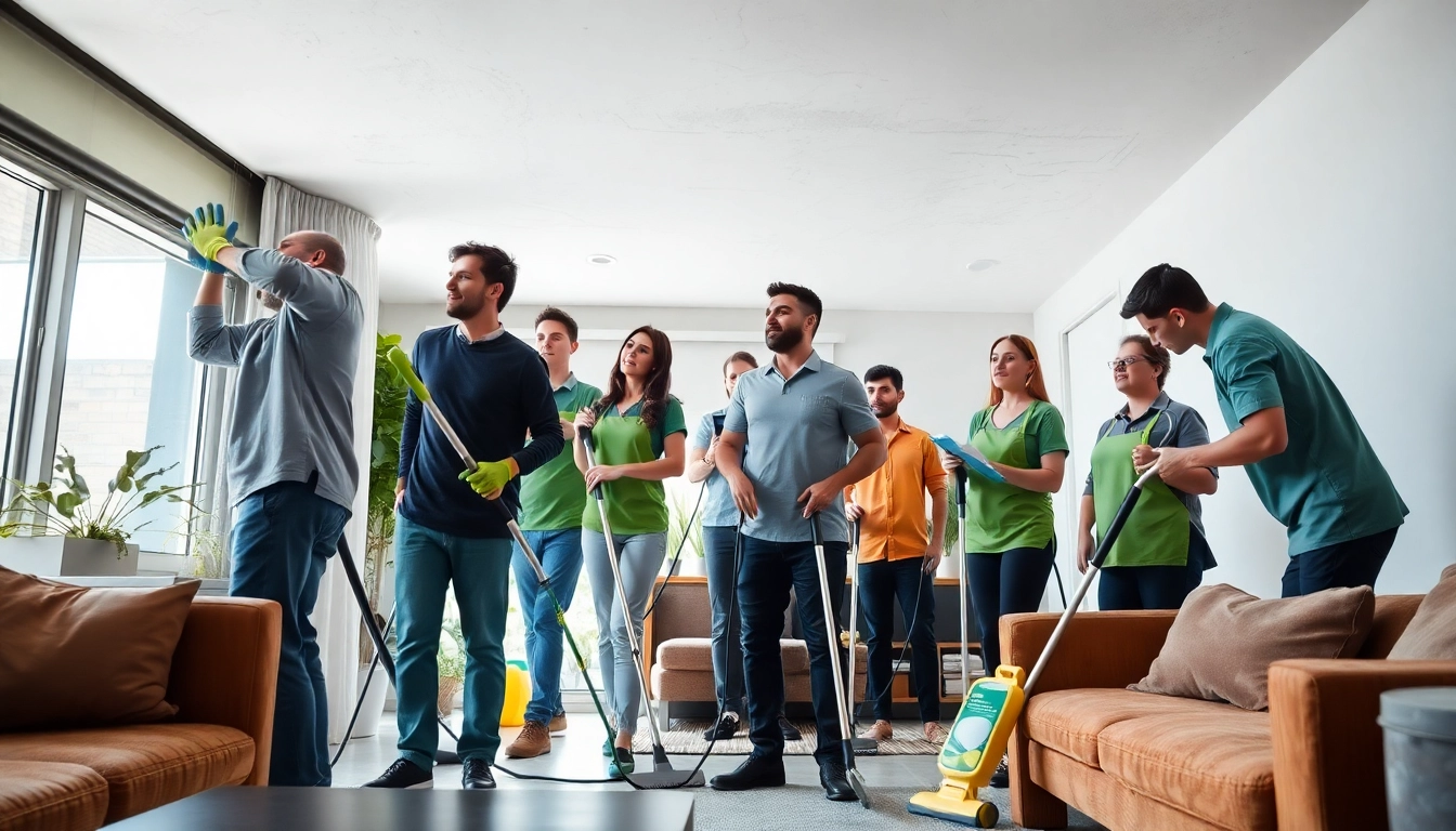 Bond cleaning Brisbane team cleaning a modern apartment with eco-friendly products.