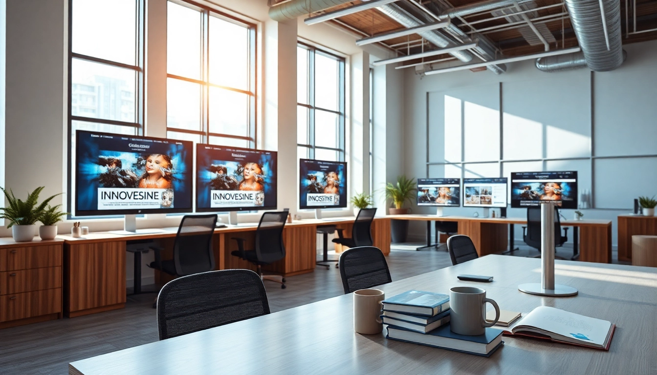 Enhance your kc website design with a modern workspace showcasing innovative digital screens.