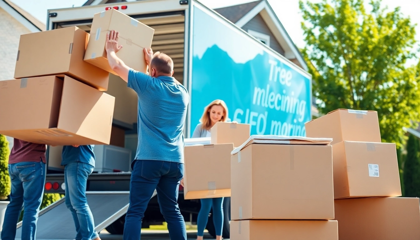 Movers Calgary helping a family with their relocation by lifting boxes and furniture.