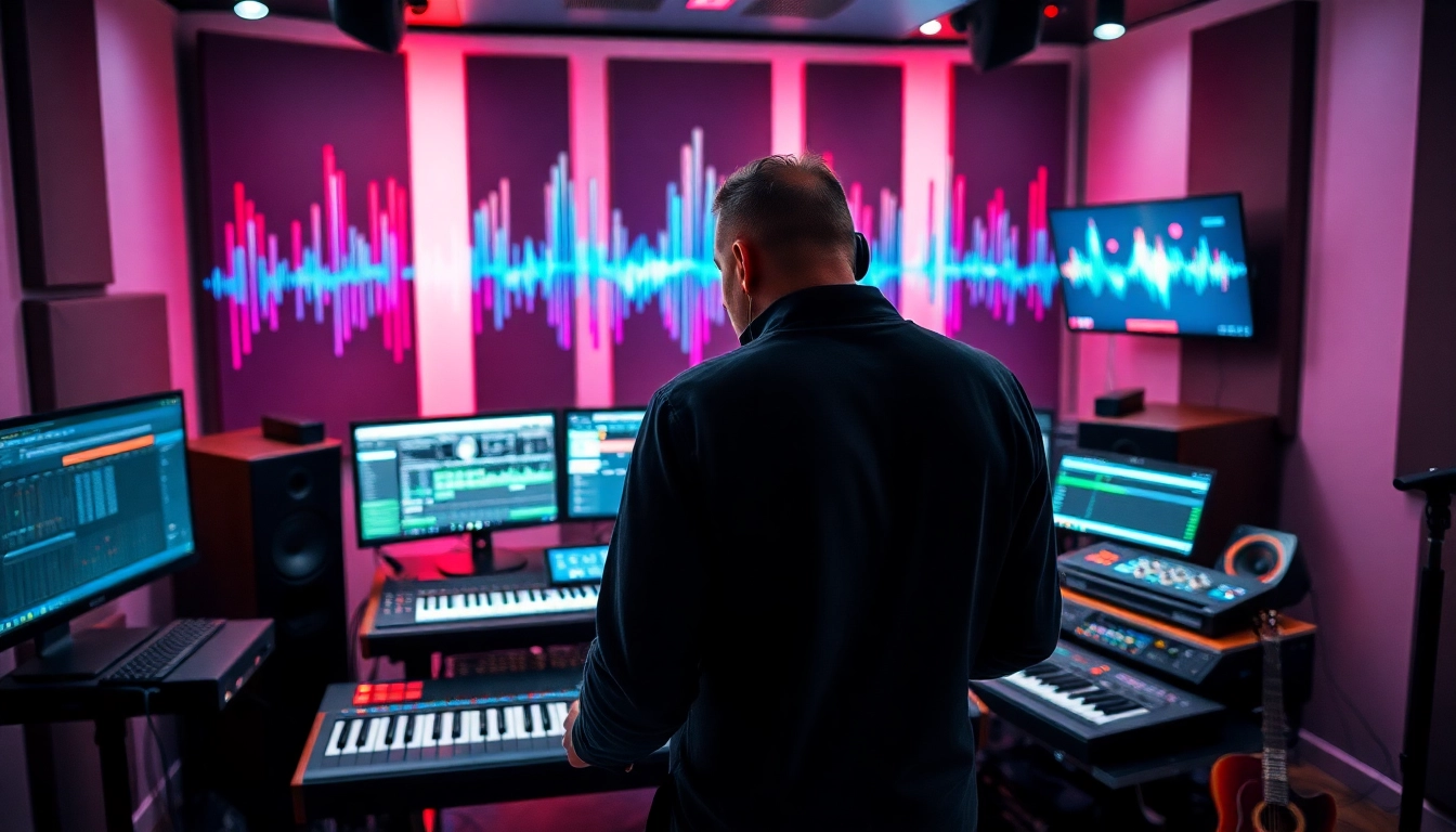 Discover high-quality Free Presets & Samples for music production in a vibrant studio environment.
