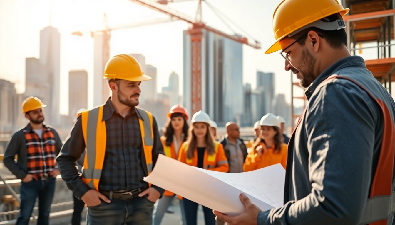 New York General Contractor overseeing team collaboration on a construction project.