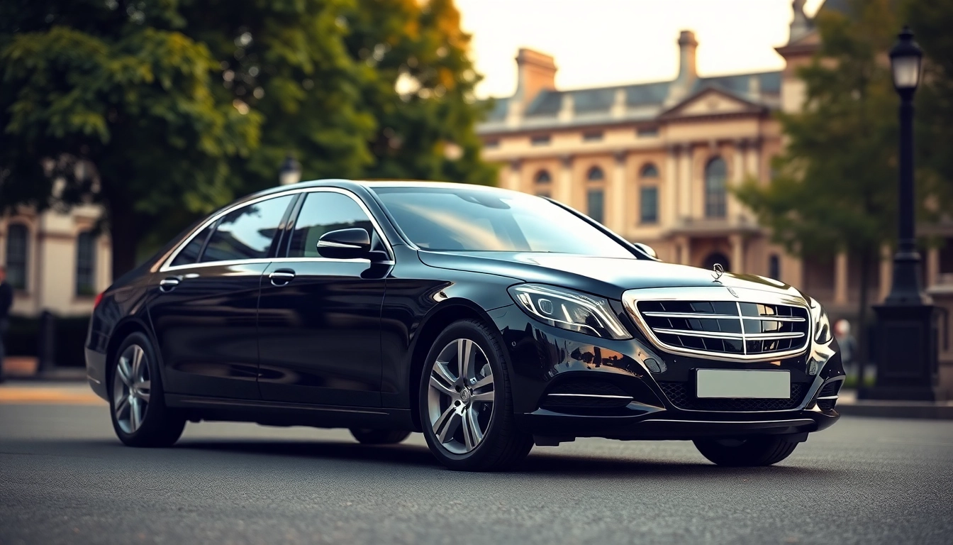 Experience london chauffeur service with a luxury sedan against London's iconic scenery.