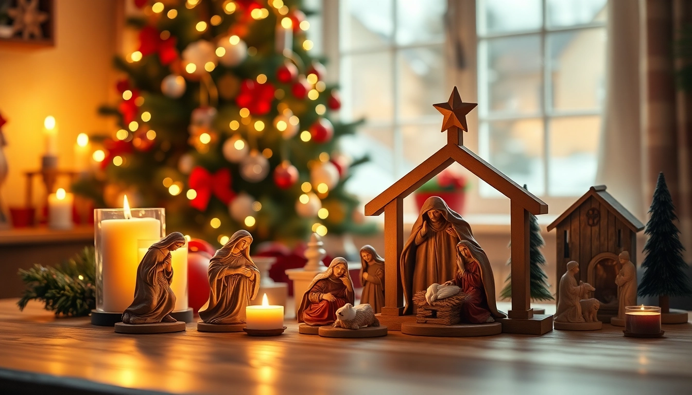 Arrange stunning Nativity sets with warm candlelight depicting Christmas spirit.